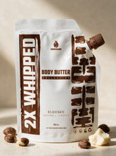 Kokoualush 2X Whipped Body Butter pouch with raw shea nuts and shea butter