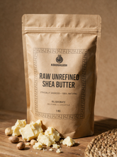 Kokoualush 1kg Raw Unrefined Shea Butter kraft pouch with shea chunks and nuts