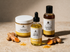Kokoualush Turmeric Trio gift set: face and body oil, exfoliating scrub and turmeric black soap