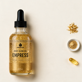 Kokoualush Empress Body Glow Oil with 24K gold leaf, shimmer mica and vitamin E