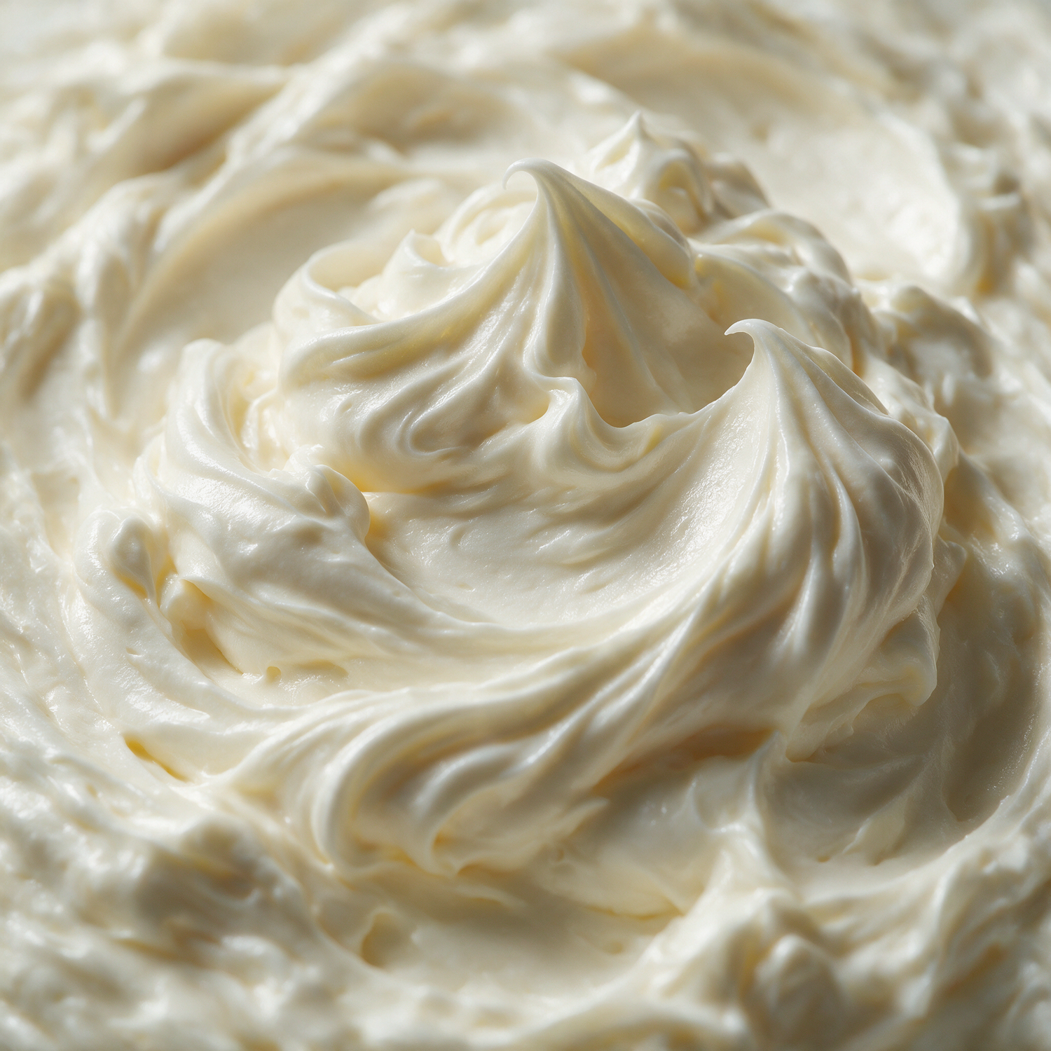 Macro texture of ivory whipped body butter peaks