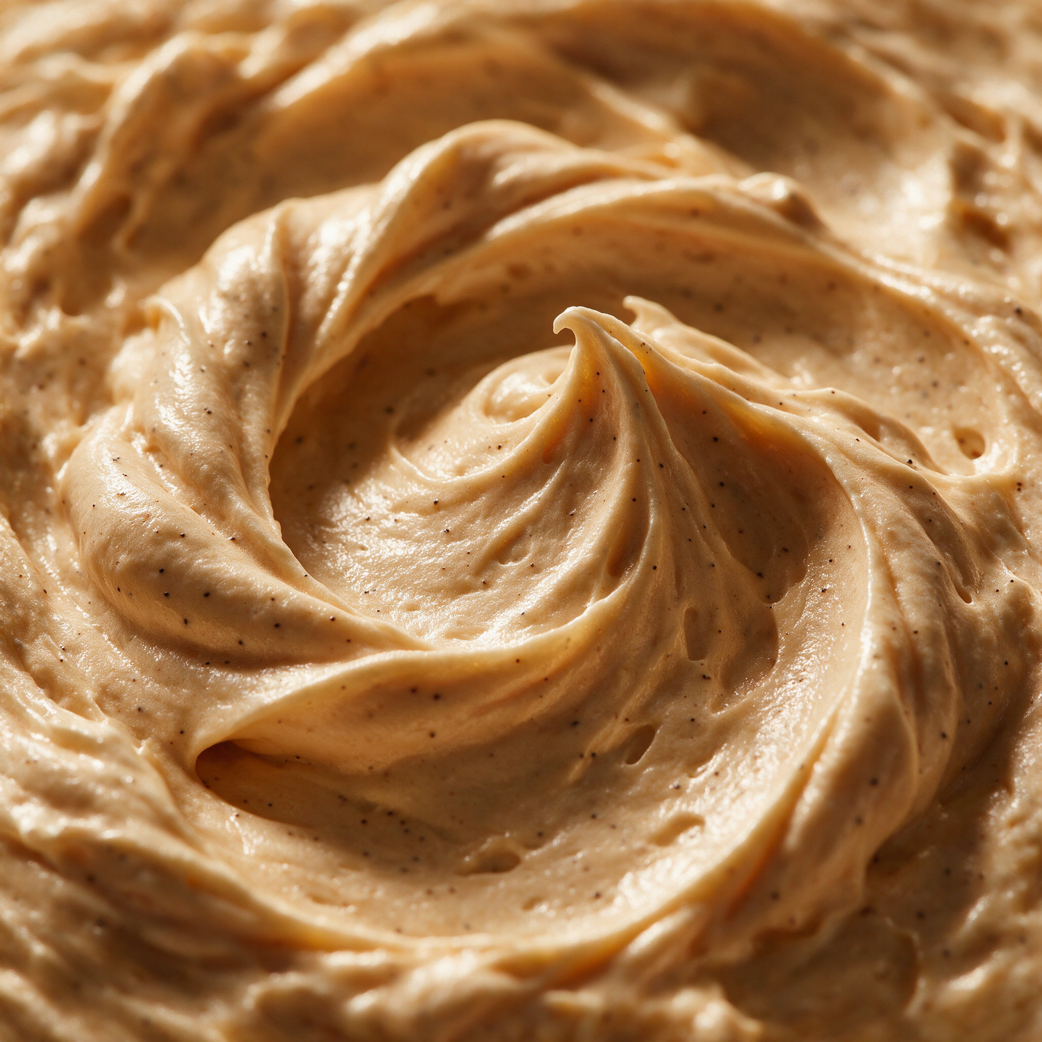 Macro texture of warm cream vanilla cocoa whipped body butter