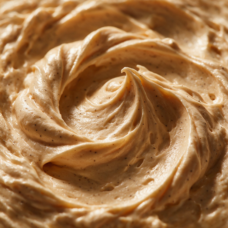 Macro texture of warm cream vanilla cocoa whipped body butter