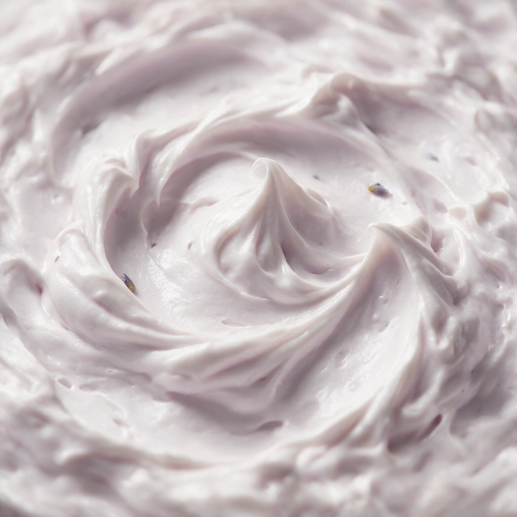 Macro texture of whipped lavender body butter peaks
