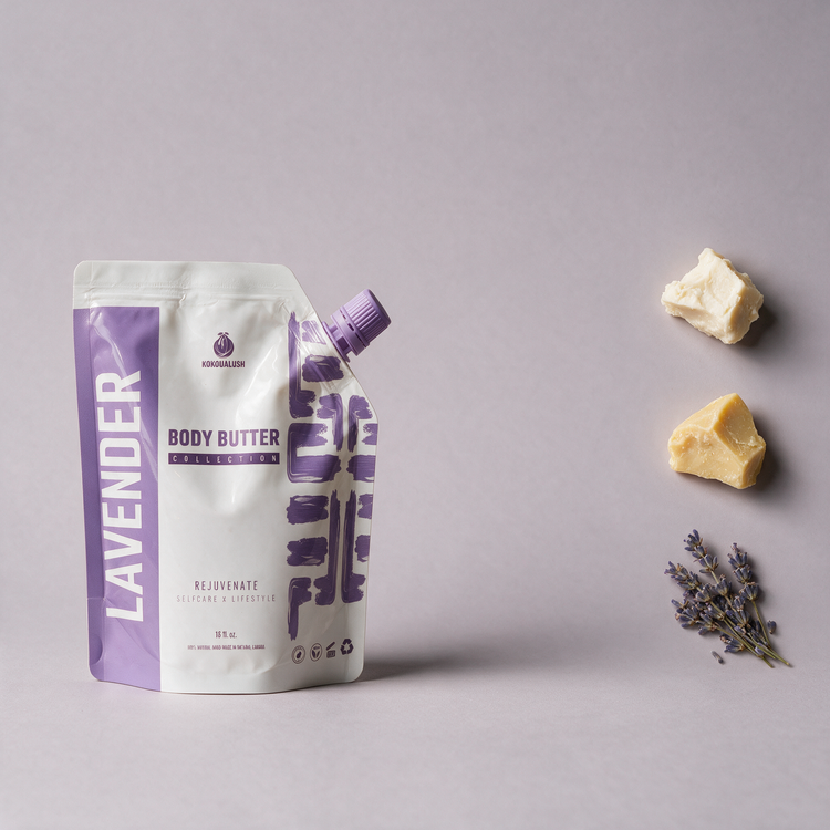Kokoualush Lavender body butter key ingredients shea butter, cocoa butter and lavender