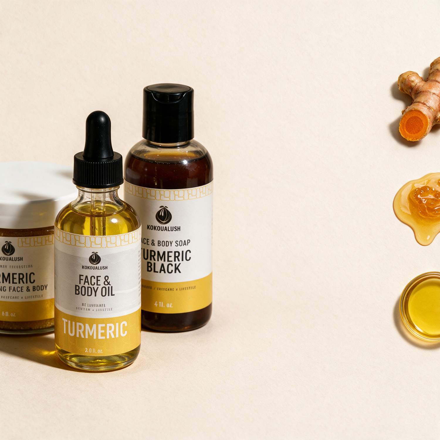 Turmeric Trio key ingredients turmeric root, honey and oil