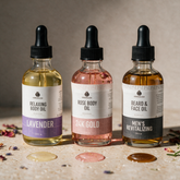 Body Oil Trio three oil shades swatched side by side on stone