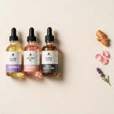Body Oil Trio botanicals turmeric, rose and lavender