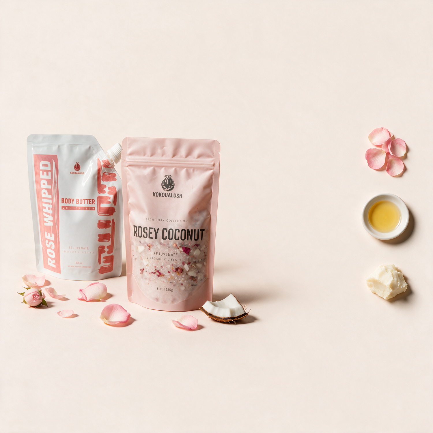 Rose Bundle key ingredients rose petals, rosehip oil and shea butter